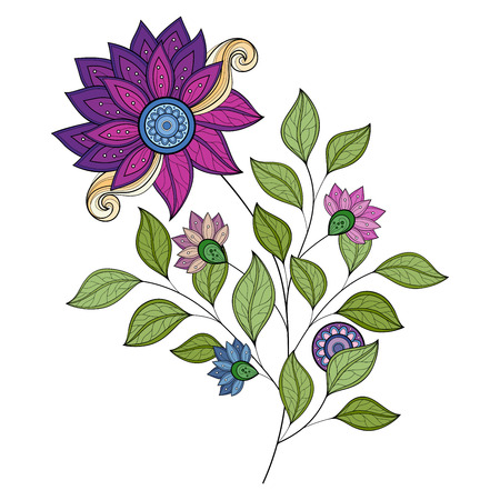 dessin florale Vecteur Belle couleur Contour Fleur, Floral Design Element Illustration